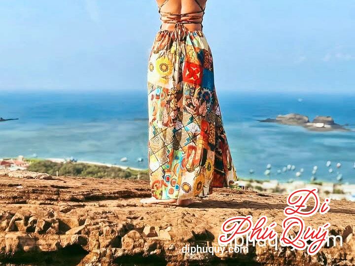 Góc view từ đỉnh núi Cao Cát phía sau chùa Linh Sơn nhìn về hướng Bắc, mình tranh, Đi Phú Quý